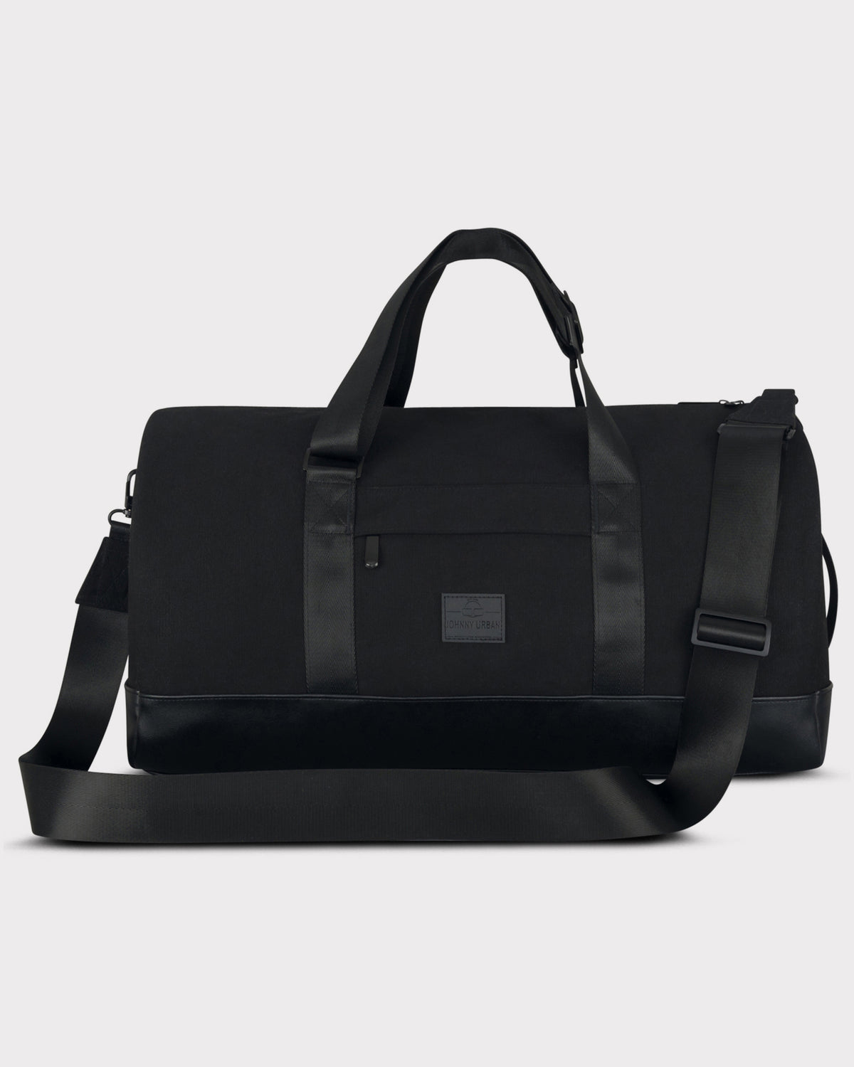 Schwarze Weekender-Tasche 'Paul' von Johnny Urban aus Canvas mit Lederboden und verstellbarem Schultergurt