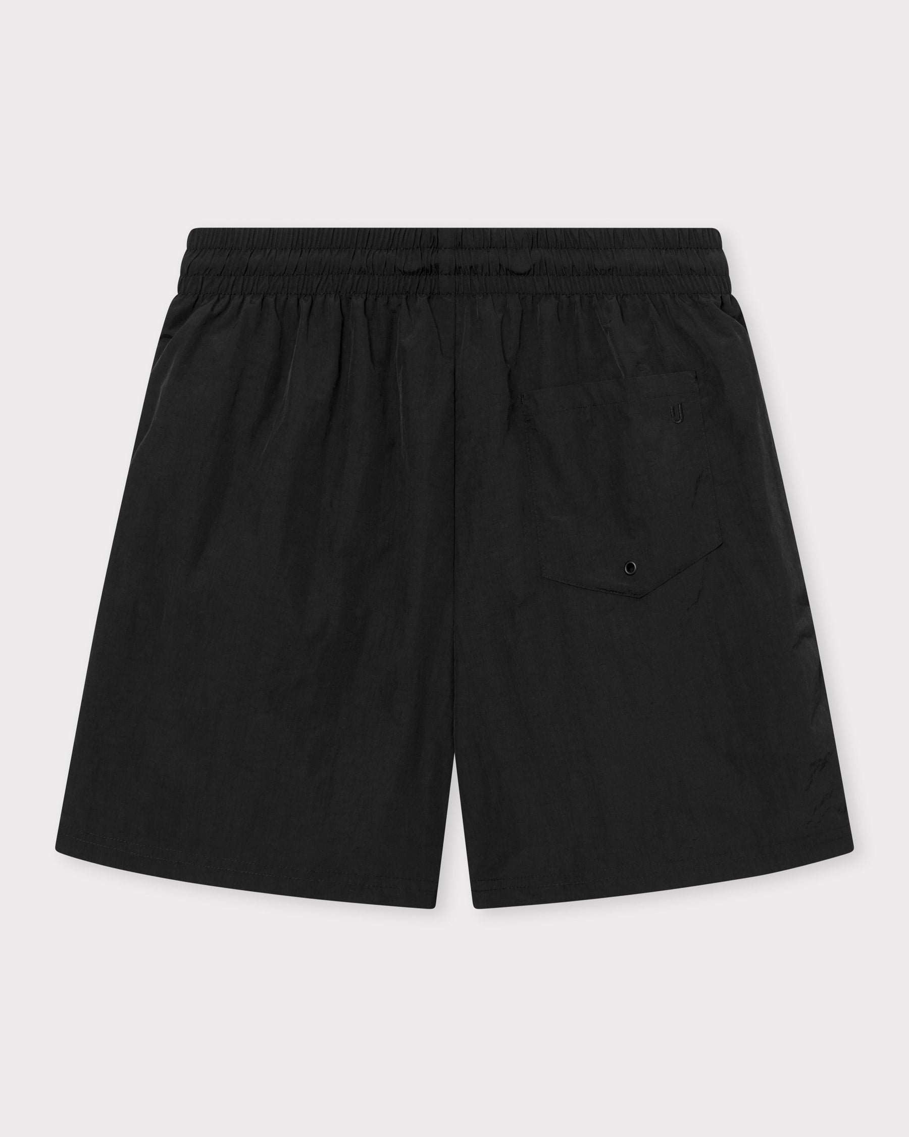 Schwarze Badehose 'Jay' mit elastischem Bund und Gesäßtasche mit Klappe