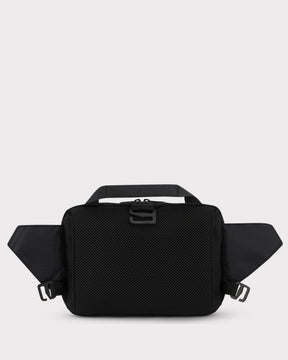 Schwarze Johnny Urban Bauchtasche 'Travis' aus Mesh-Material, mit verstellbaren Seitenriemen und Tragegriff