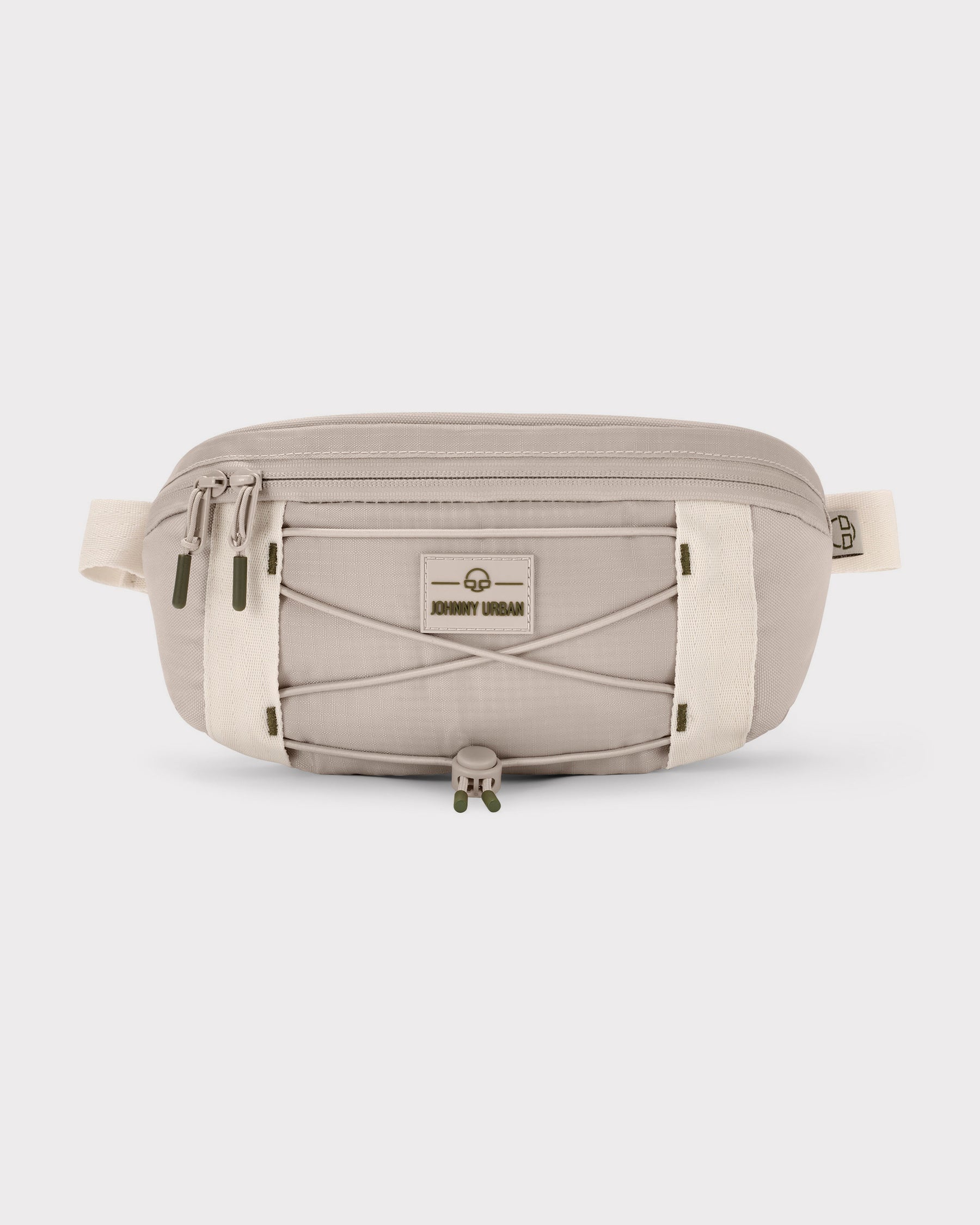 Beige Bauchtasche 'Devin' von Johnny Urban mit Reißverschlüssen und elastischem Frontband