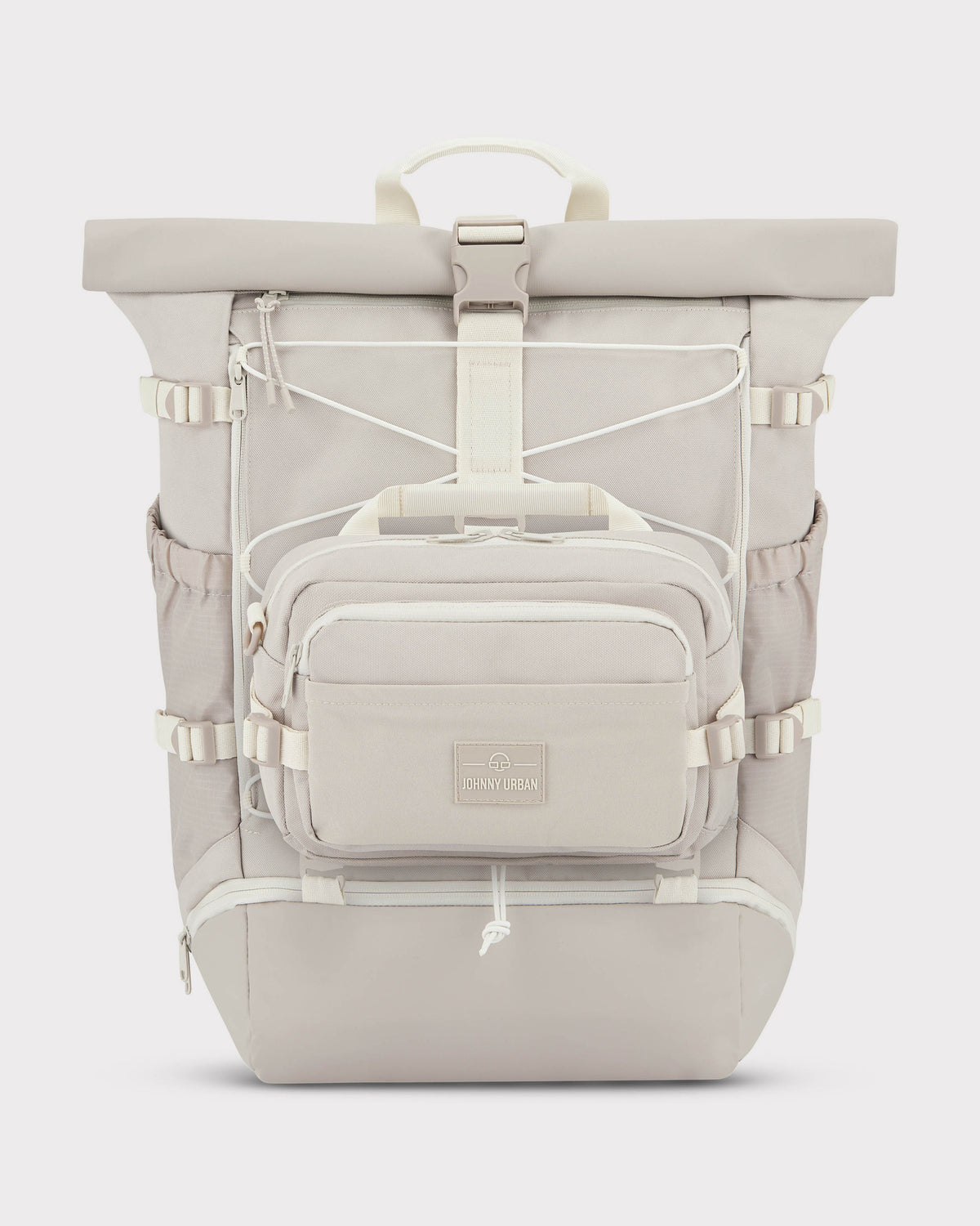Beige Johnny Urban Bauchtasche 'Travis' mit mehreren Reißverschlusstaschen und elastischen Bändern
