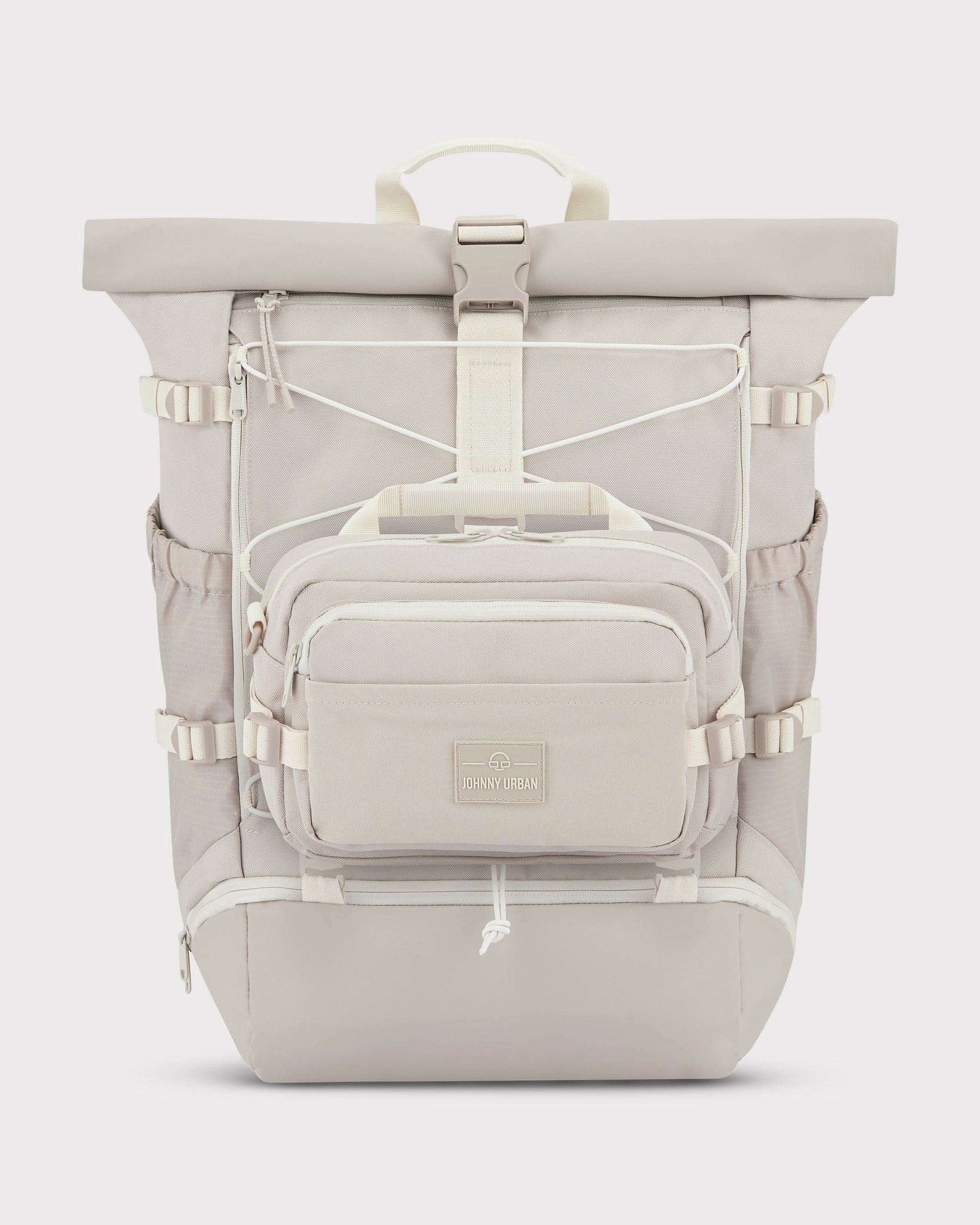 Beige Johnny Urban Bauchtasche 'Travis' mit mehreren Reißverschlusstaschen und elastischen Bändern