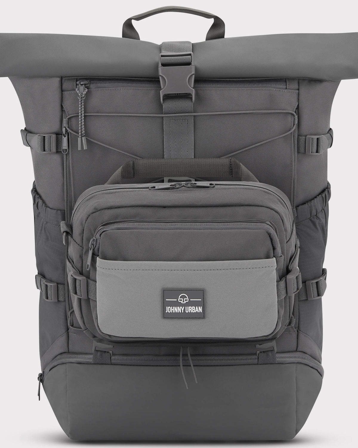 Graue Bauchtasche 'Travis' von Johnny Urban mit mehreren Reißverschlussfächern und verstellbaren Riemen