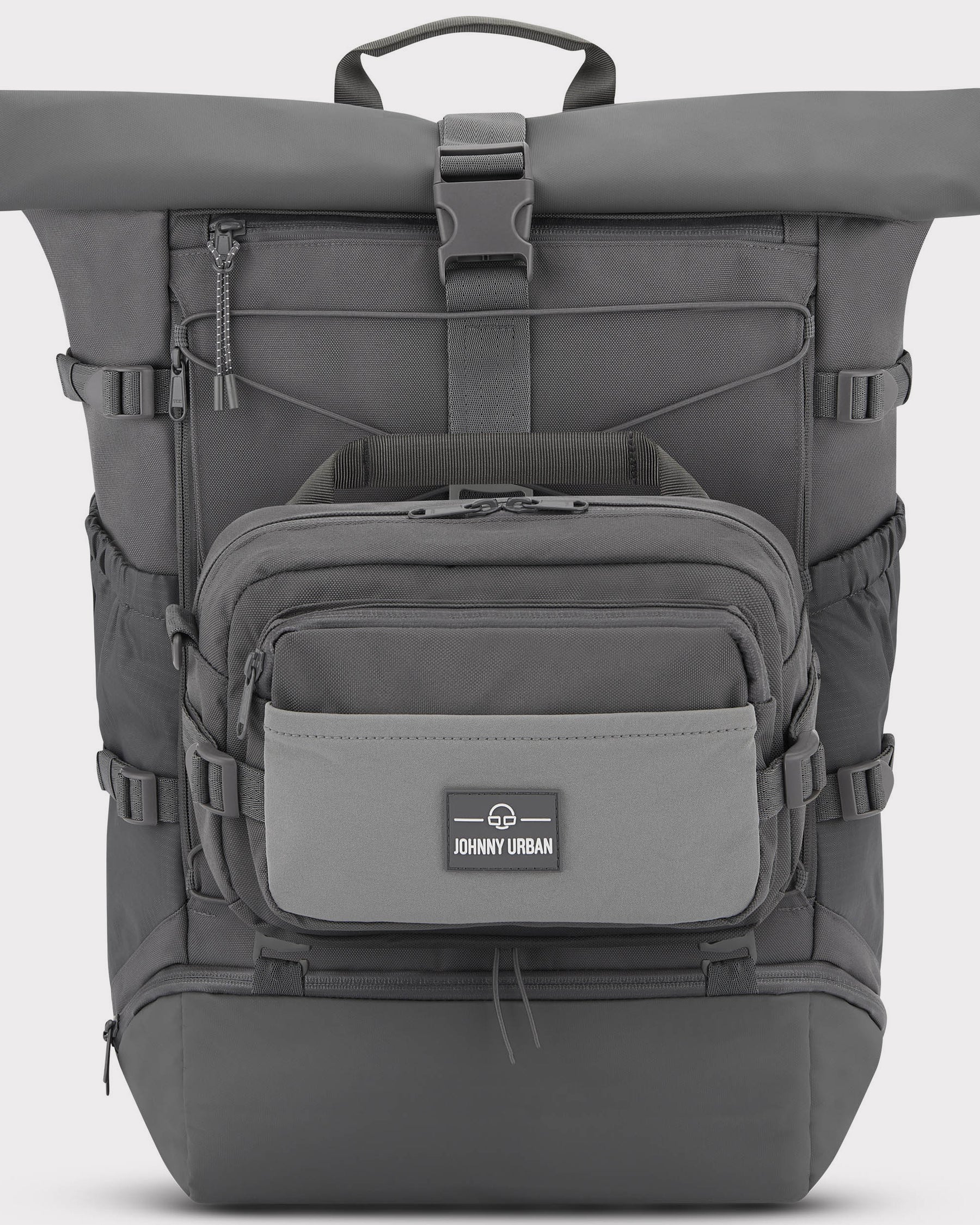 Graue Bauchtasche 'Travis' von Johnny Urban mit mehreren Reißverschlussfächern und verstellbaren Riemen