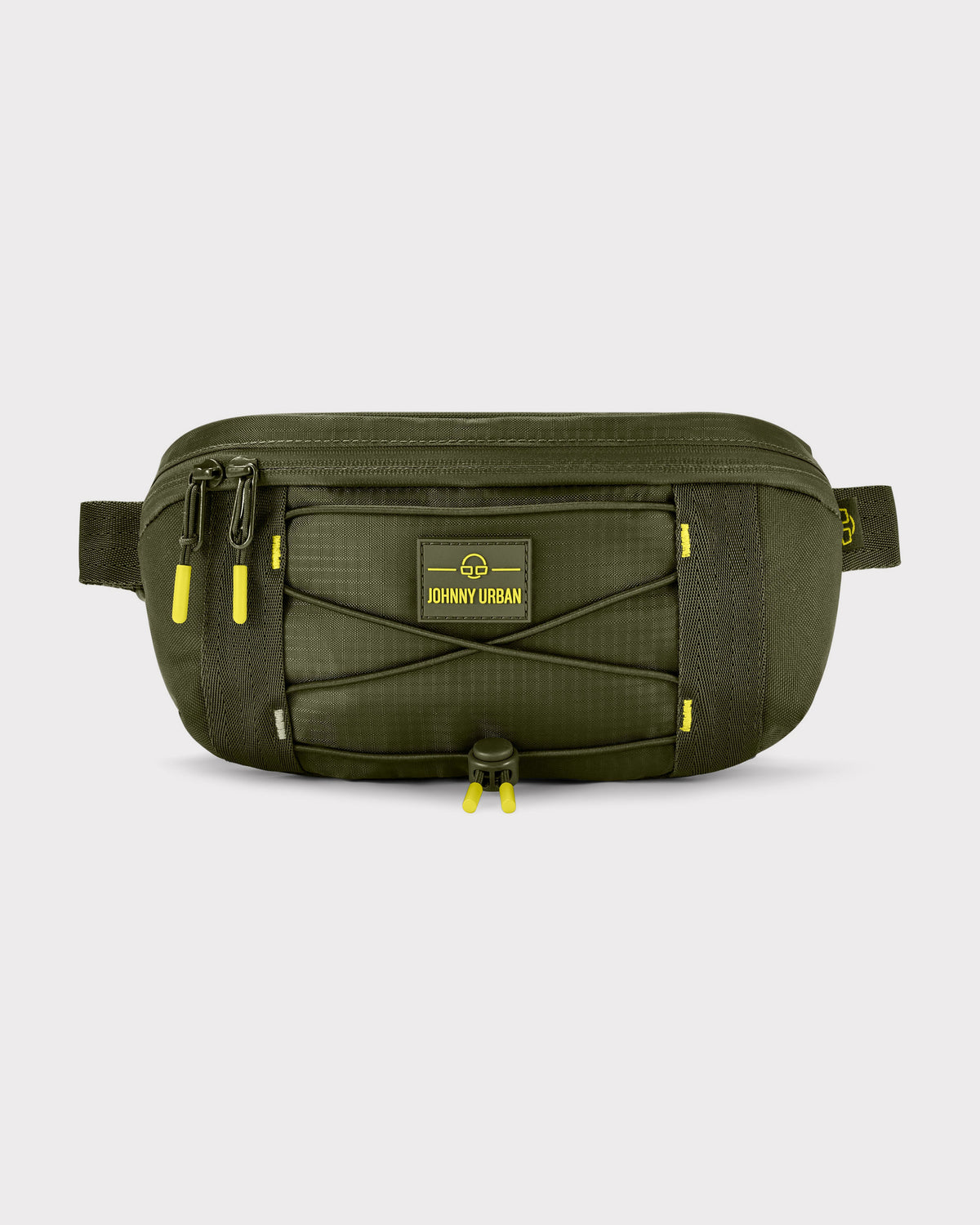 Olivefarbene Bauchtasche 'Devin' von Johnny Urban mit Reißverschluss und elastischem Kordelzug vorne