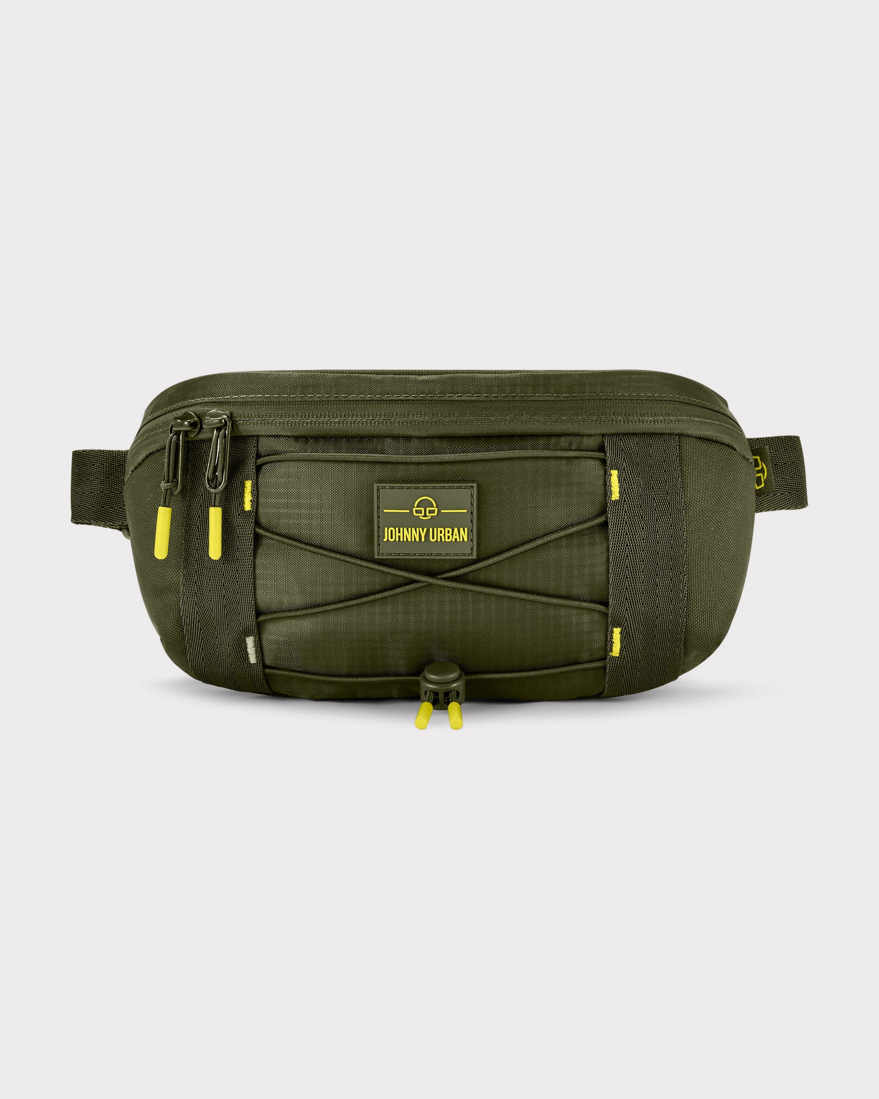 Olivefarbene Bauchtasche 'Devin' von Johnny Urban mit Reißverschluss und elastischem Kordelzug vorne