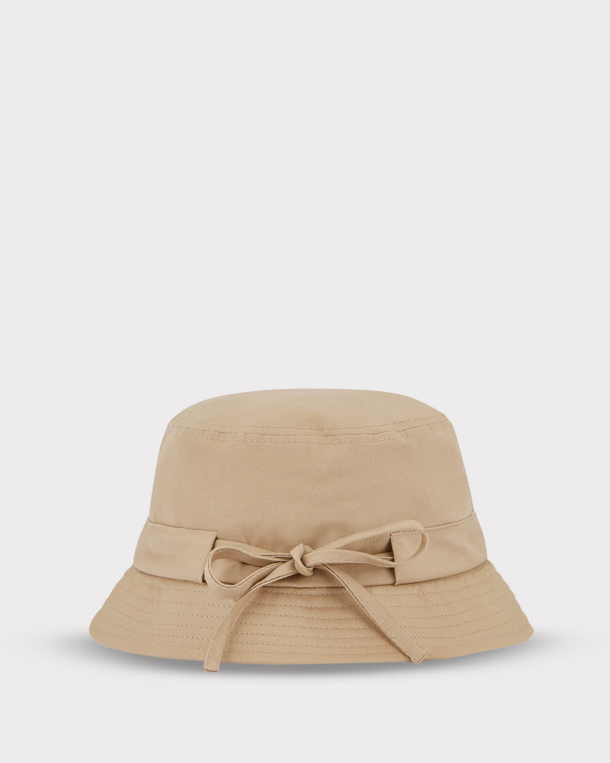 Beiger Bucket Hat 'Gill' mit dekorativer Schleife aus Stoff