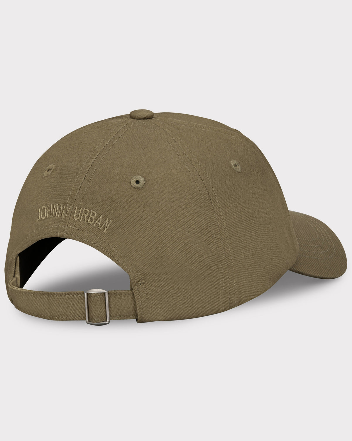 Olivefarbene Canvas-Cap 'Jen' von Johnny Urban mit verstellbarem Riemen und gesticktem Markenschriftzug hinten