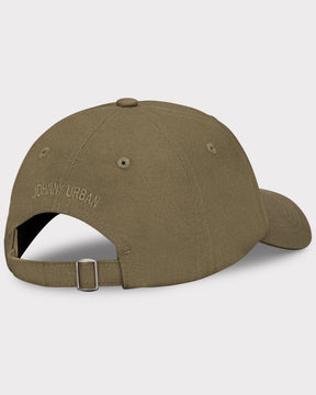 Olivefarbene Canvas-Cap 'Jen' von Johnny Urban mit verstellbarem Riemen und gesticktem Markenschriftzug hinten