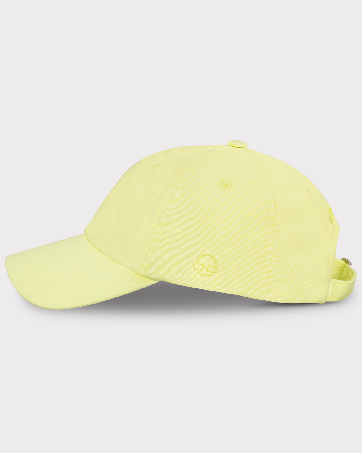 Leuchtend gelbe Canvas-Cap 'Jen' mit verstellbarem Riemen und kleinem Logo seitlich