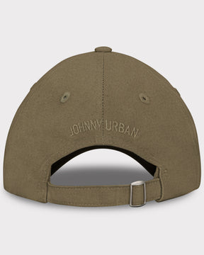 Olivefarbene Herren-Cap 'Jen' von Johnny Urban mit verstellbarem Riemen und Stickerei am Rücken