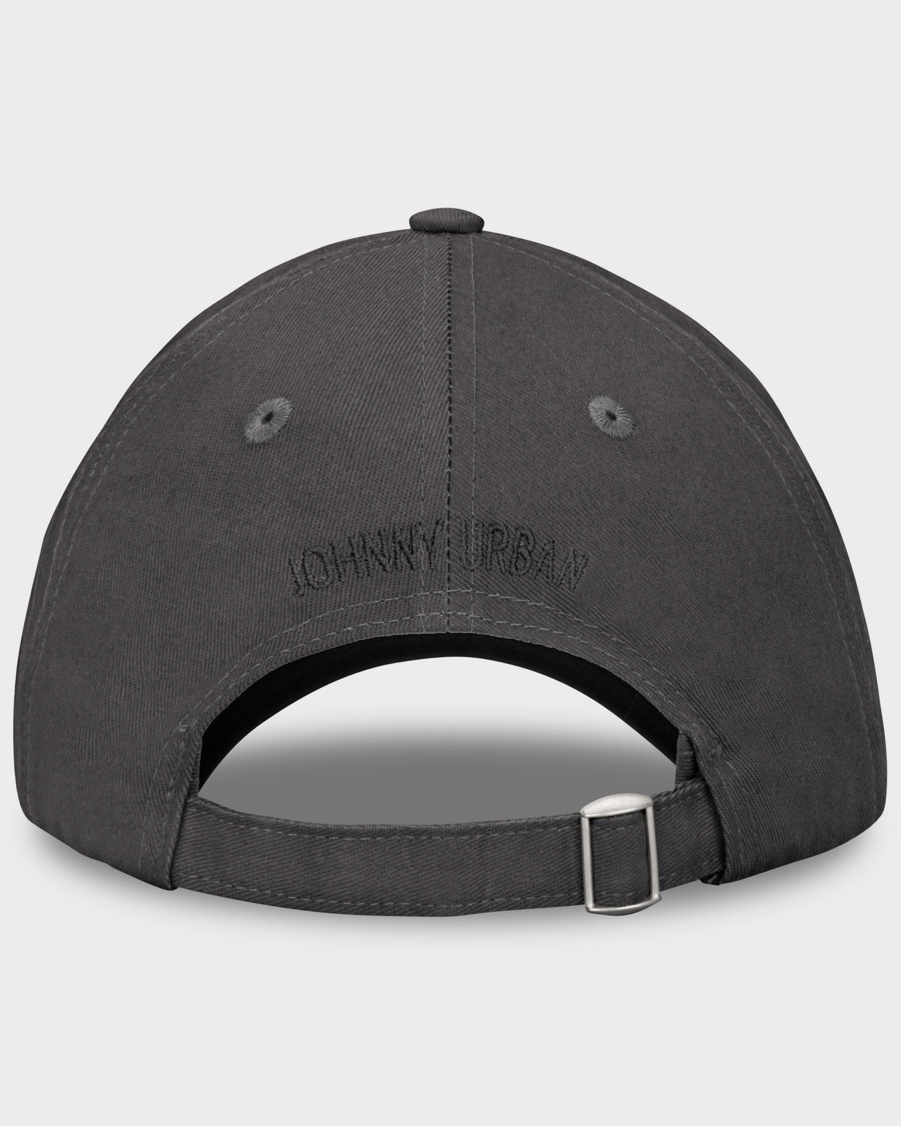 Grau bestickte Johnny Urban Cap 'Jen' Rückansicht mit verstellbarem Riemen und Metallverschluss