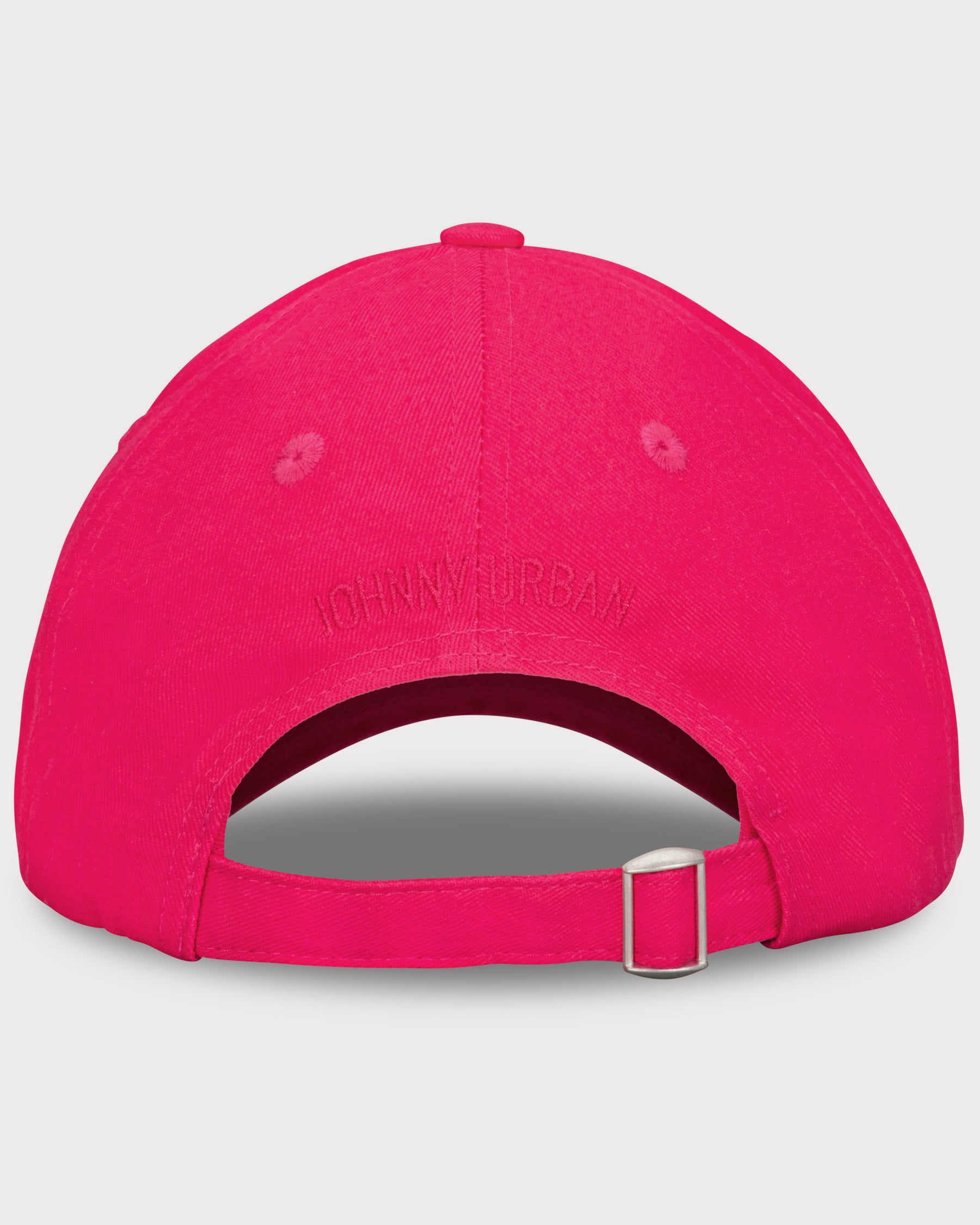 Rückseite der pinkfarbenen Cap 'Jen' aus Canvas mit verstellbarem Metallverschluss und eingesticktem 'Johnny Urban' Schriftzug