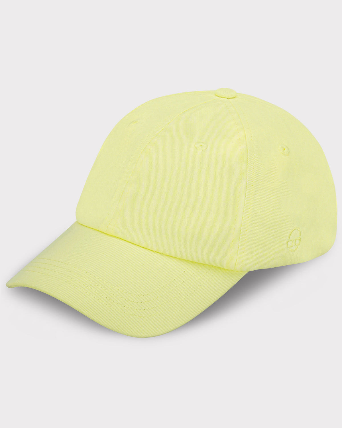 Hellgelbe Cap 'Jen' aus Canvas mit gebogenem Schirm und dezenter Stickerei an der Seite