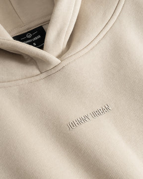 Beiger gefütterter Kapuzenpullover 'Carly' von Johnny Urban mit geprägtem Logo