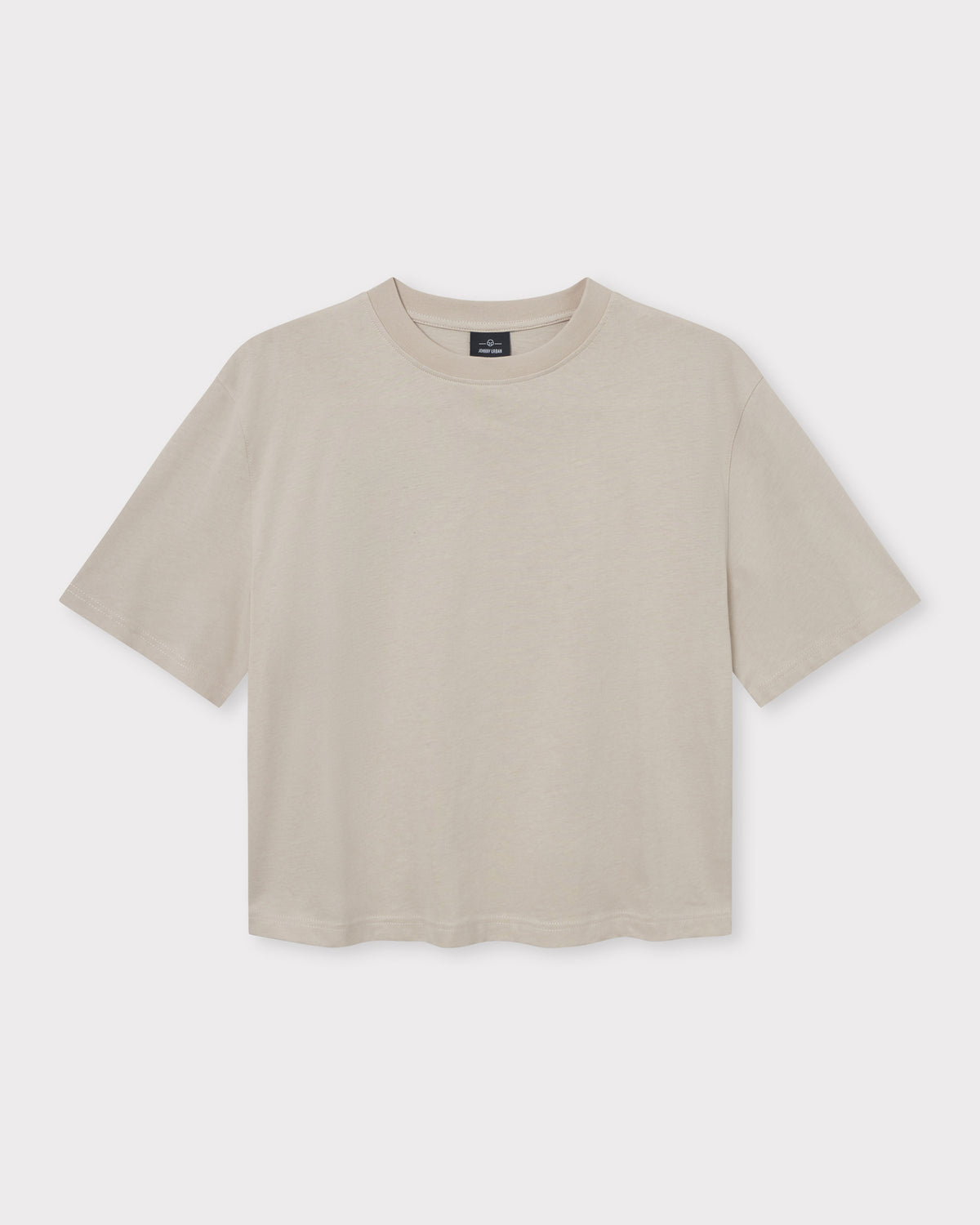 Beige Crop-T-Shirt ‚Zoey‘ von Johnny Urban mit Rundhalsausschnitt und kurzen Ärmeln