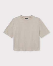 Beige Crop-T-Shirt ‚Zoey‘ von Johnny Urban mit Rundhalsausschnitt und kurzen Ärmeln