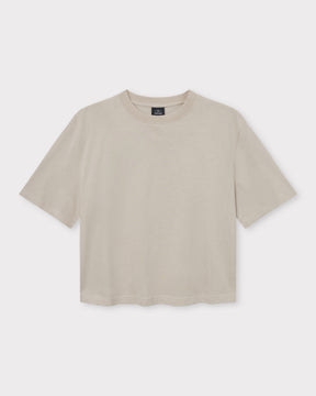 Beige Crop-T-Shirt ‚Zoey‘ von Johnny Urban mit Rundhalsausschnitt und kurzen Ärmeln