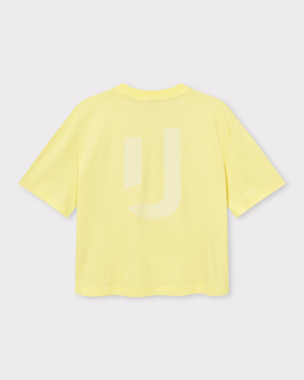 Gelbes Cropped T-Shirt 'Zoey JU' mit dezentem 'JU' Druck auf der Rückseite