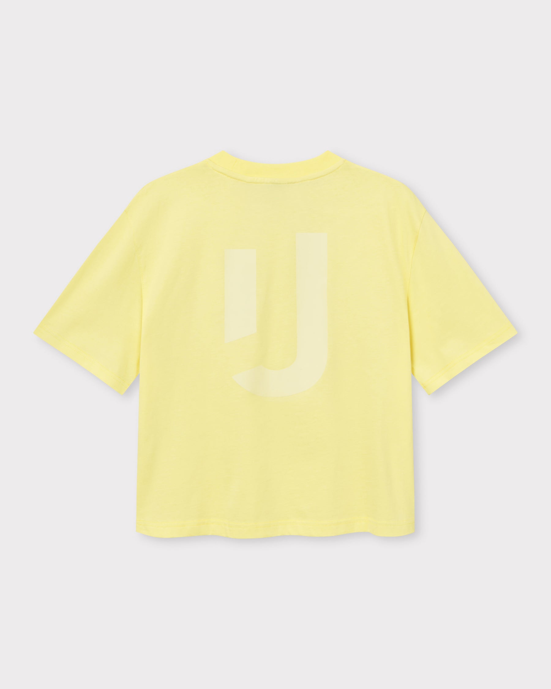 Gelbes Cropped T-Shirt 'Zoey JU' mit dezentem 'JU' Druck auf der Rückseite