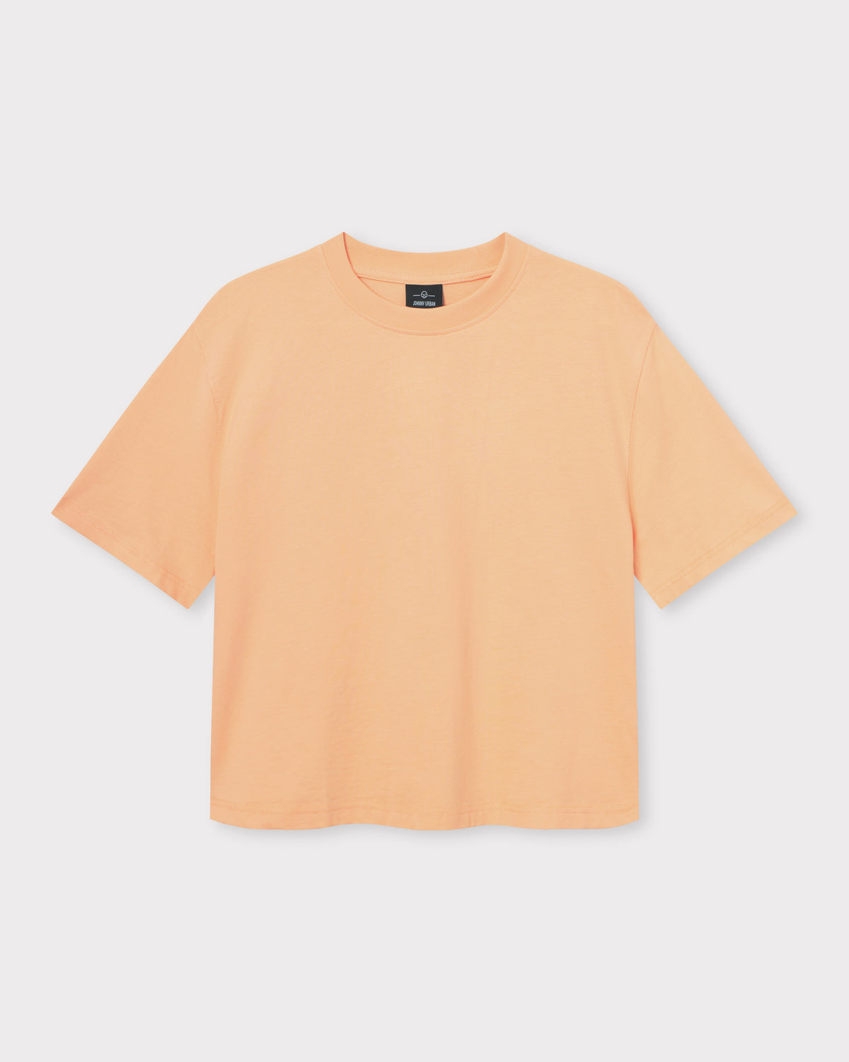 Cropped T-Shirt 'Zoey' in Pfirsichfarbe mit Rundhalsausschnitt und kurzen Ärmeln von Johnny Urban