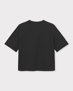 Schwarzes Cropped T-Shirt 'Zoey' mit kurzen Ärmeln und rundem Ausschnitt von Johnny Urban