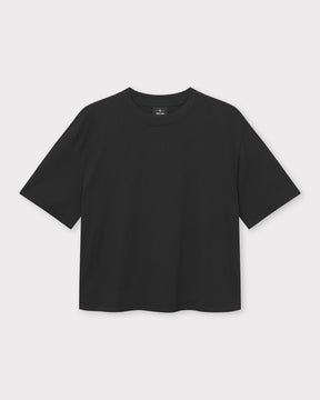 Schwarzes cropped T-Shirt 'Zoey' von Johnny Urban mit kurzem Schnitt und Rundhalsausschnitt