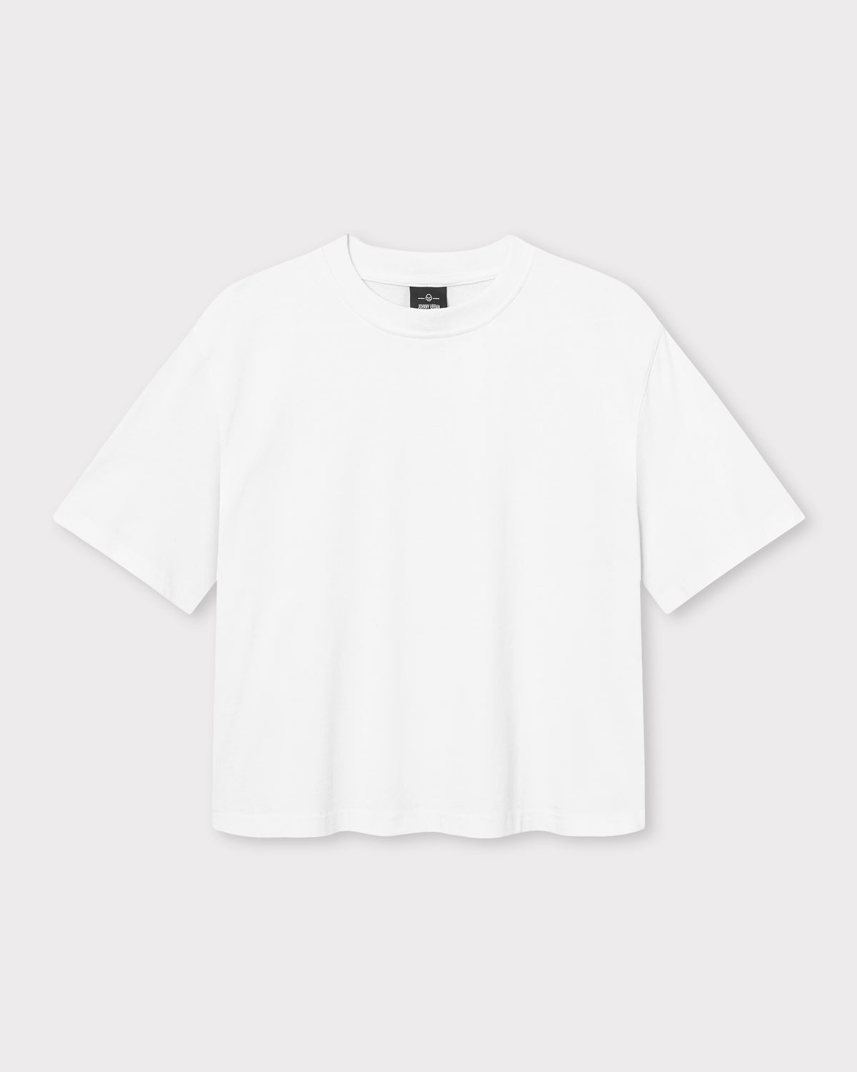 Weißes Cropped T-Shirt 'Zoey' von Johnny Urban mit Rundhalsausschnitt und kurzen Ärmeln