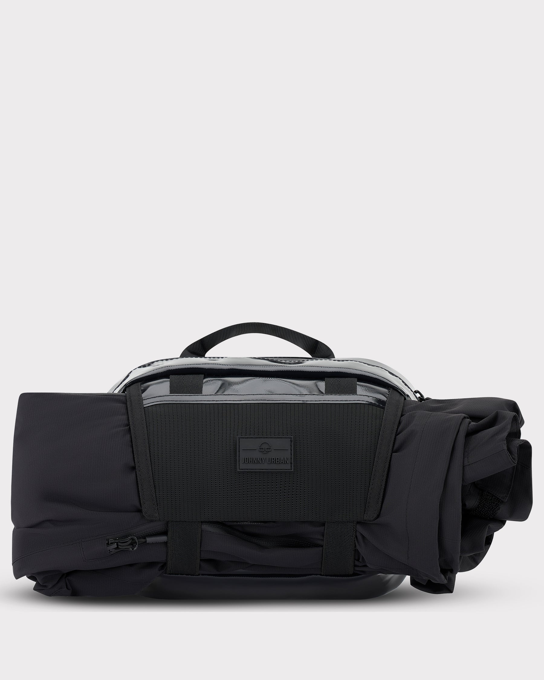 Schwarze Lenkertasche 'Nelson' von Johnny Urban mit Griff und Reißverschluss