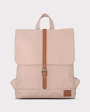 Damen-Rucksack Mia in rosa mit braunem Riemen und Johnny Urban Logo in Lederoptik