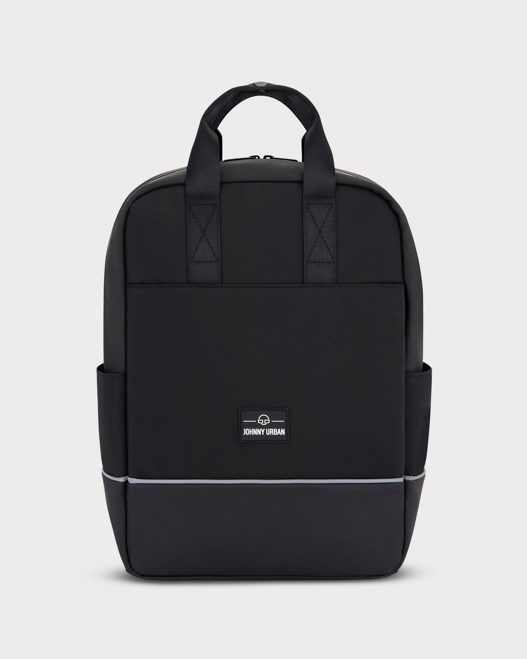 Schwarzer Johnny Urban Rucksack 'Jona Medium' mit Fronttasche und seitlichen Flaschenhaltern fürs Fahrrad