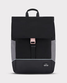 Schwarzer Johnny Urban Rucksack 'Mika' Bike mit grauen Seitentaschen und rosafarbenem Verschluss