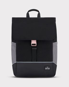 Schwarzer Johnny Urban Rucksack 'Mika' Bike mit grauen Seitentaschen und rosafarbenem Verschluss