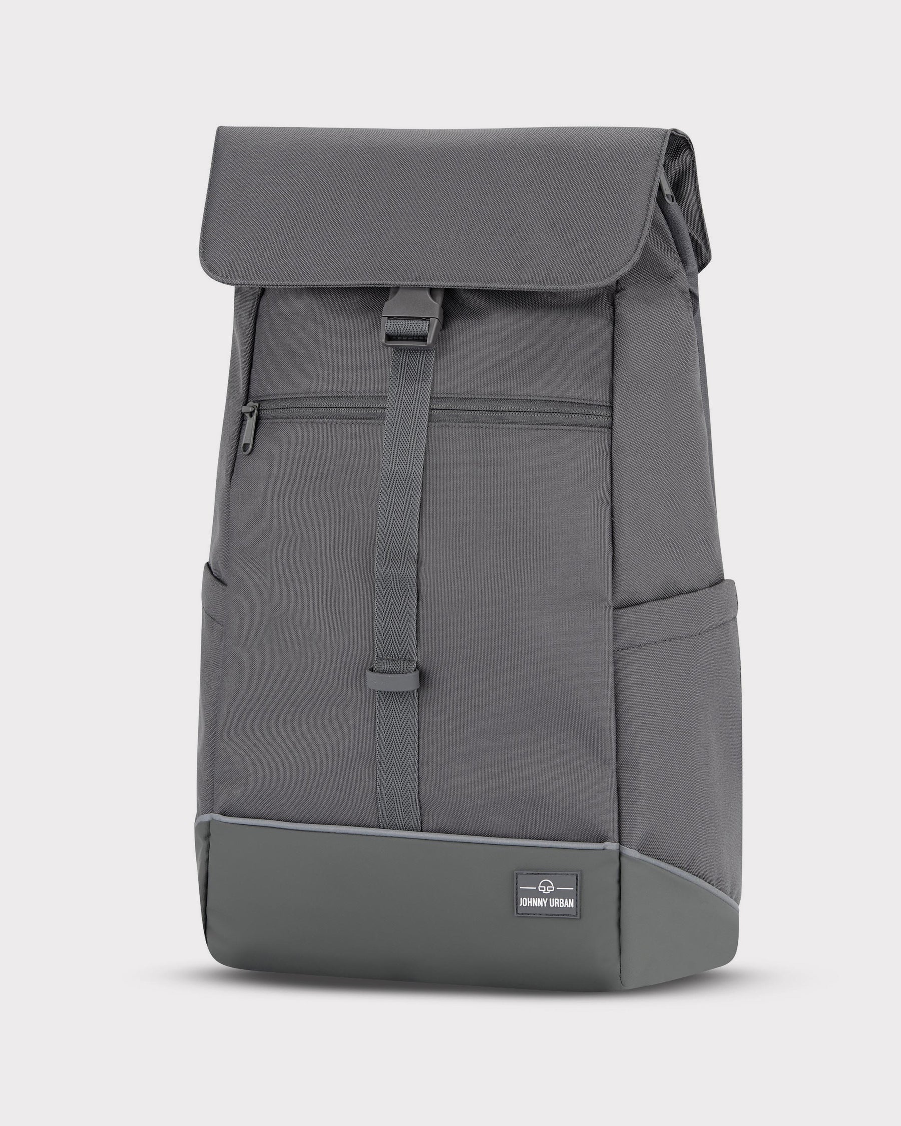 Grauer Fahrradrucksack 'Mika' mit Rollverschluss, Fronttasche und schwarzen Details