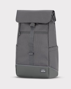 Grauer Fahrradrucksack 'Mika' mit Rollverschluss, Fronttasche und schwarzen Details