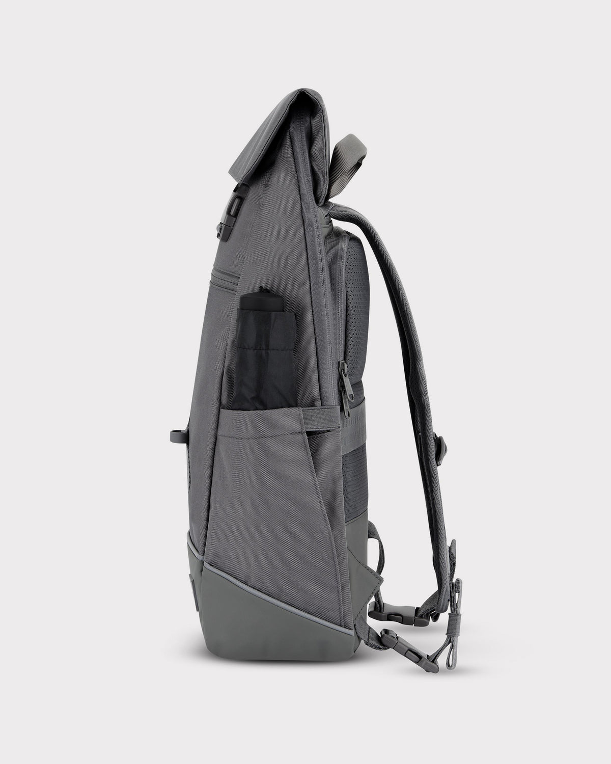 Dunkelgrauer Rucksack ‚Mika‘ Bike mit seitlicher Außentasche und gepolstertem Rücken