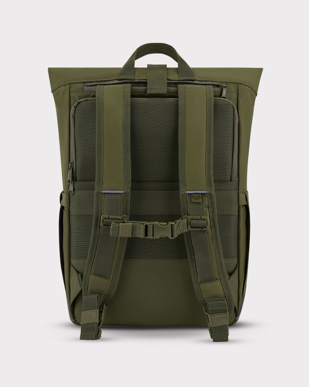 Grüner Rolltop-Fahrradrucksack 'Robin Medium' mit gepolsterten Schultergurten und Rückenbelüftung