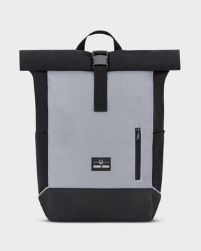Reflektierender Rolltop Rucksack 'Robin Medium' von Johnny Urban in Grau und Schwarz mit Frontreißverschluss