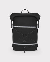 Schwarzer Rolltop Rucksack 'Myles' von Johnny Urban mit reflektierenden Streifen und elastischem Frontband