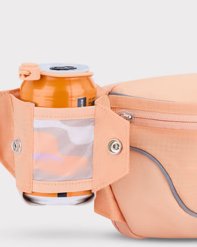 2in1 Bauchtasche 'Jimmy' in pfirsich mit integriertem Getränkehalter, der eine Dose hält