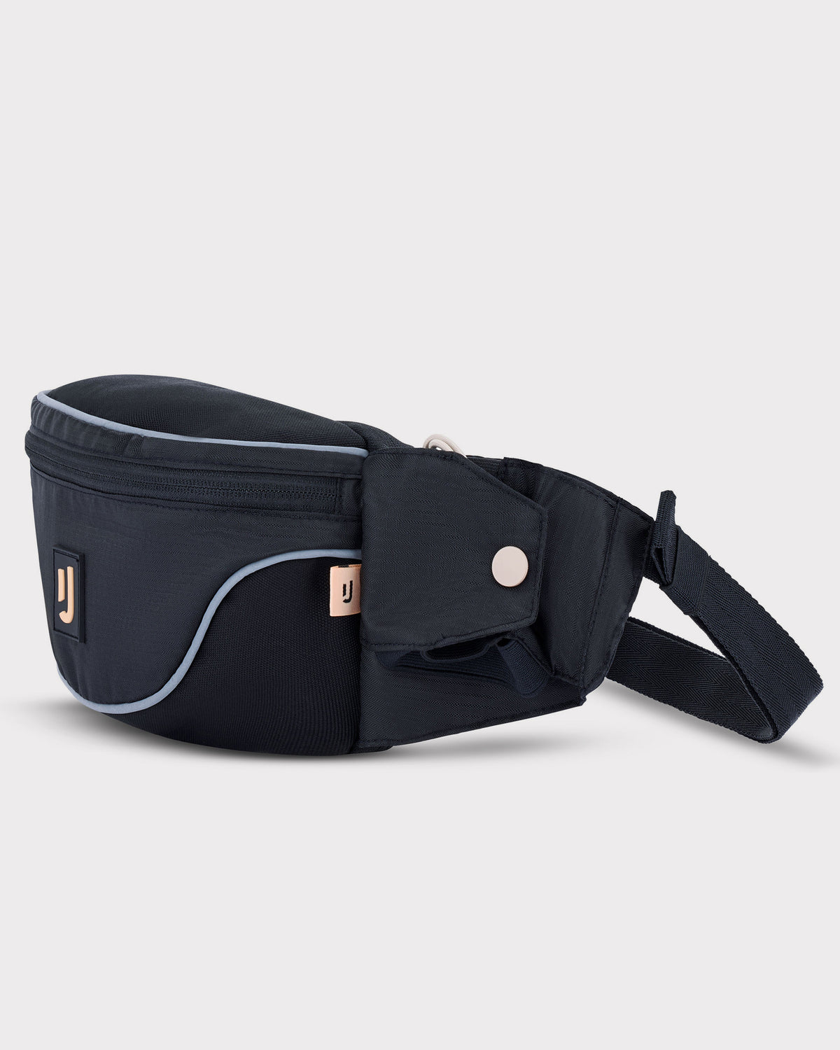 Schwarze 2in1 Bauchtasche 'Jimmy' mit grauen Ziernähten und verstellbarem Gurt