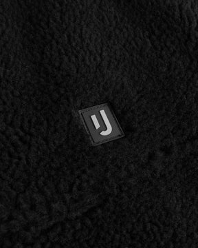 Schwarze Teddy-Fleeceweste 'Bryson' mit strukturiertem Stoff und Johnny Urban Logo