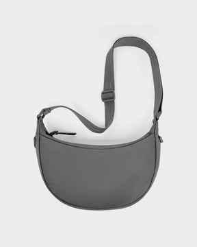 Halbmondtasche 'Ally Small' in dunkelgrauem gewebtem Material mit verstellbarem Gurt