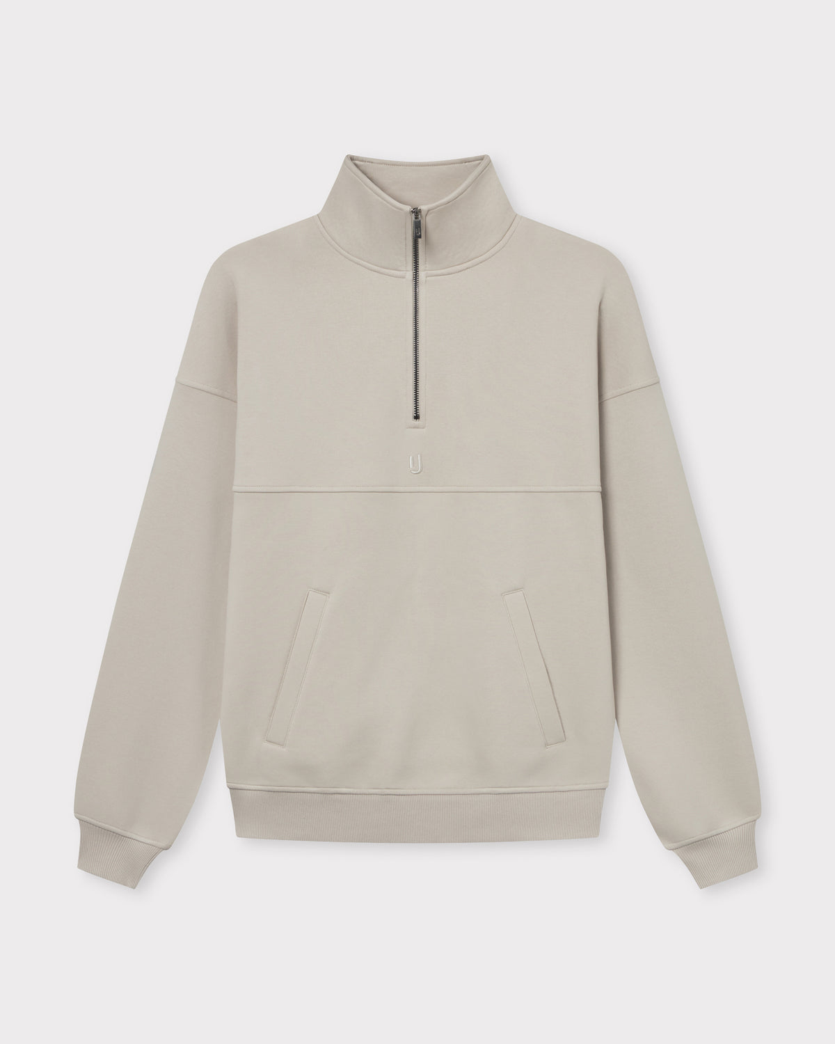 Beiger Half Zip Sweatshirt 'Cooper' mit hohem Kragen und Reißverschluss bis zur Brust