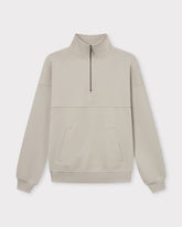 Beiger Half Zip Sweatshirt 'Cooper' mit hohem Kragen und Reißverschluss bis zur Brust