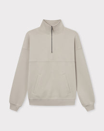 Beiger Half Zip Sweatshirt 'Cooper' mit hohem Kragen und Reißverschluss bis zur Brust
