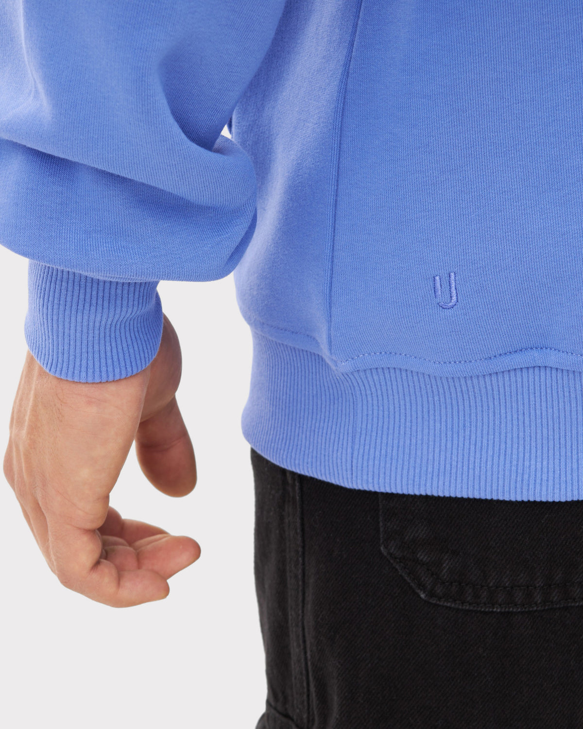 Halb-zip Pullover 'Cooper' in Blau-Lila aus Baumwolle mit gerippten Bündchen