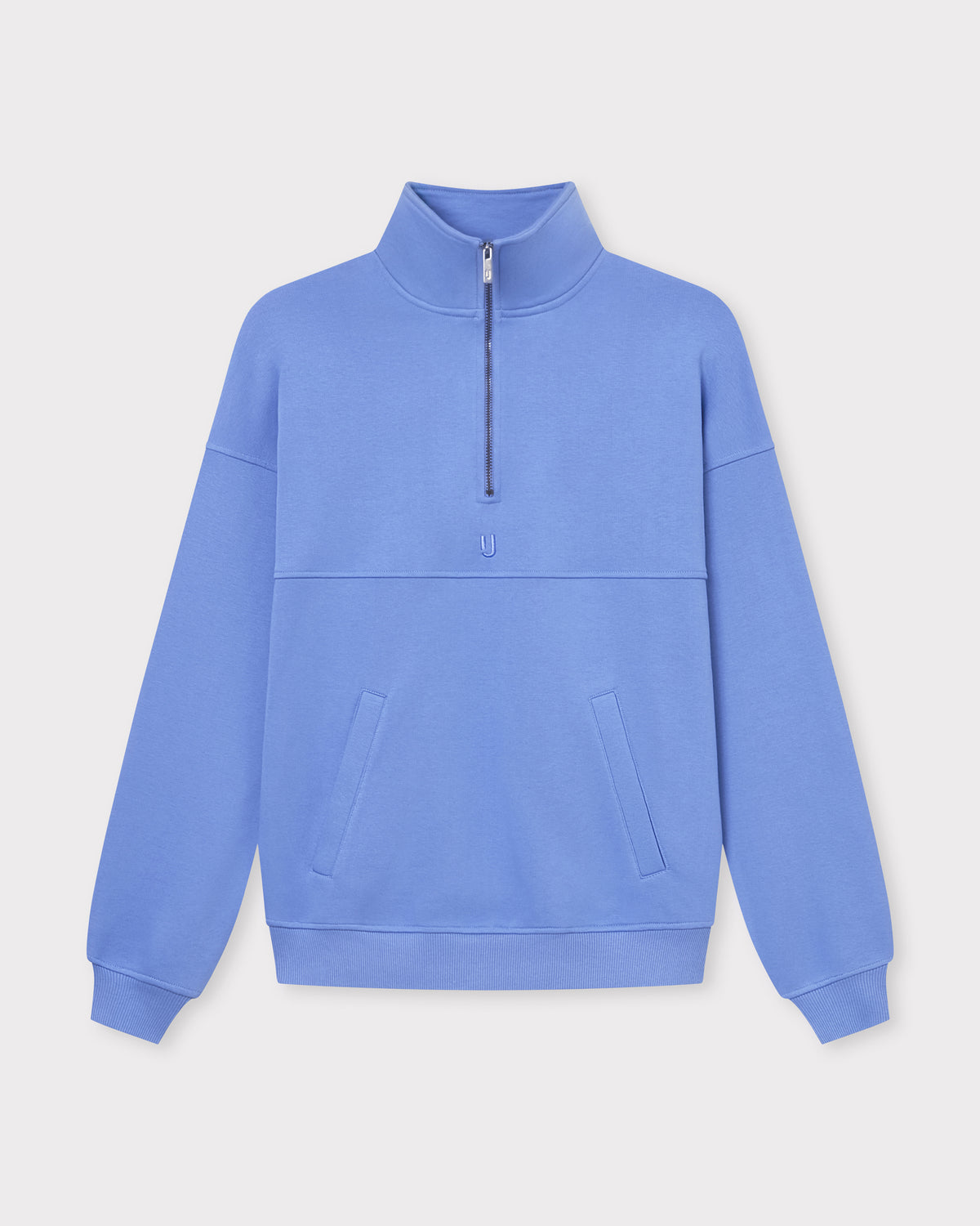 Blauer bis lilafarbener Half Zip Sweatshirt 'Cooper' mit Kängurutaschen und Stehkragen