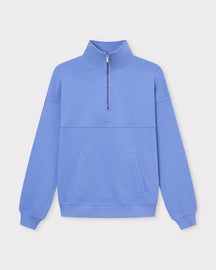 Blauer bis lilafarbener Half Zip Sweatshirt 'Cooper' mit Kängurutaschen und Stehkragen