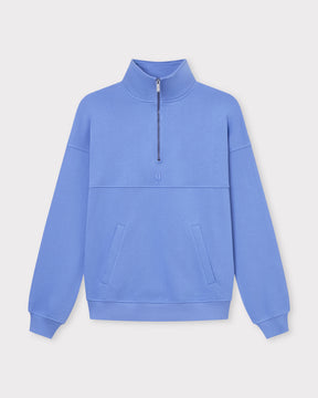 Blauer bis lilafarbener Half Zip Sweatshirt 'Cooper' mit Kängurutaschen und Stehkragen